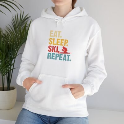 Skiing Humor Hoodie - Eat, Sleep, Ski, Repeat, Cozy Winter Gift, Ski Lover Apparel, Unisex Hoodie, Fun Ski Sweatshirt - Image 5