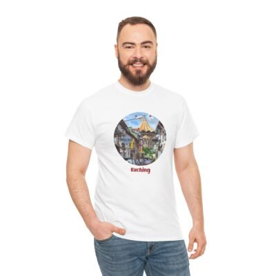 Kuching Design Unisex Heavy Cotton Tee, Casual Wear, Travel Souvenir, Gift for Him/Her, Streetwear, Art Lovers - Image 10