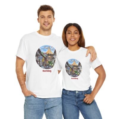 Kuching Design Unisex Heavy Cotton Tee, Casual Wear, Travel Souvenir, Gift for Him/Her, Streetwear, Art Lovers - Image 8