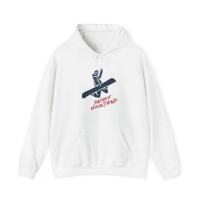 Snowy Mountains Hoodie, Cozy Winter Sweatshirt, Snowboarder Pullover, Perfect for Ski Season, Holiday Gift for Him or Her - Image 2