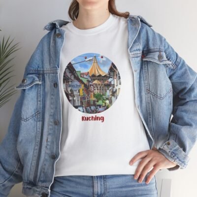 Kuching Design Unisex Heavy Cotton Tee, Casual Wear, Travel Souvenir, Gift for Him/Her, Streetwear, Art Lovers - Image 9