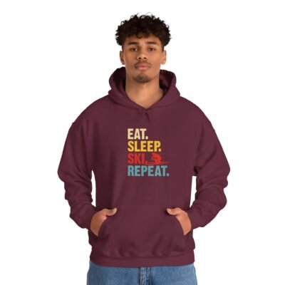 Skiing Humor Hoodie - Eat, Sleep, Ski, Repeat, Cozy Winter Gift, Ski Lover Apparel, Unisex Hoodie, Fun Ski Sweatshirt - Image 15