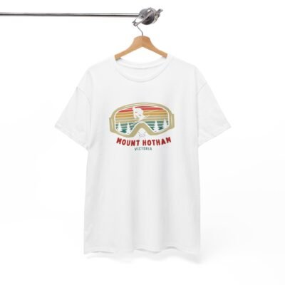 Ski Google T-Shirt - Unisex Heavy Cotton Tee - Mount Hotham Victoria Australia - Image 6