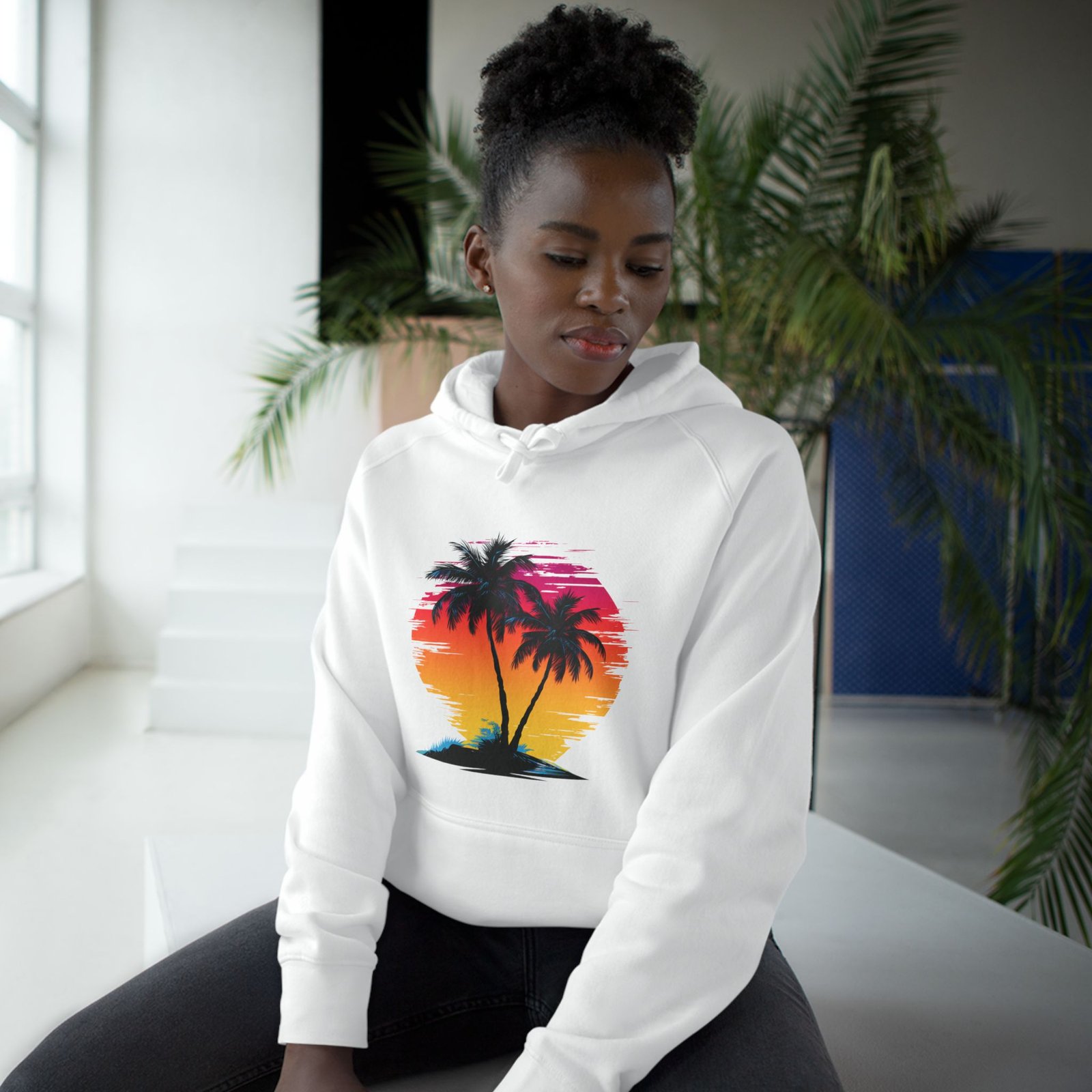 Hoodie — Retro Palm Sunset Graphic Pullover - Image 4