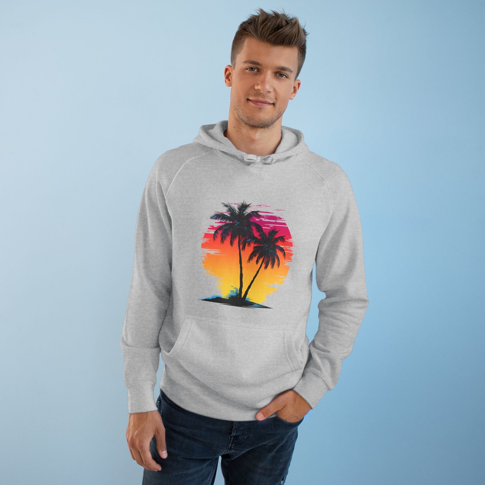 Hoodie — Retro Palm Sunset Graphic Pullover - Image 11