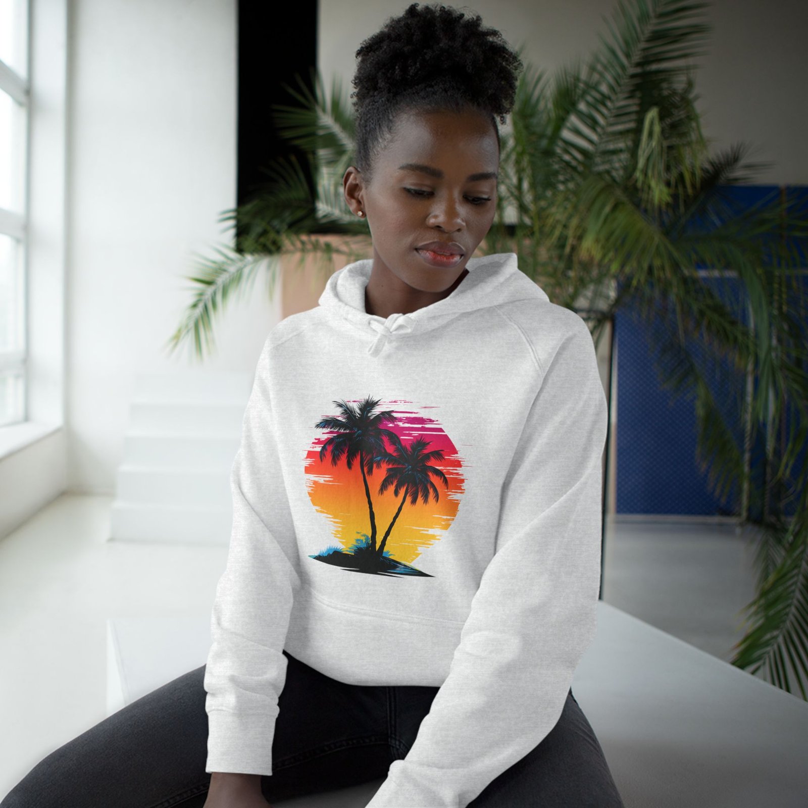 Hoodie — Retro Palm Sunset Graphic Pullover - Image 8