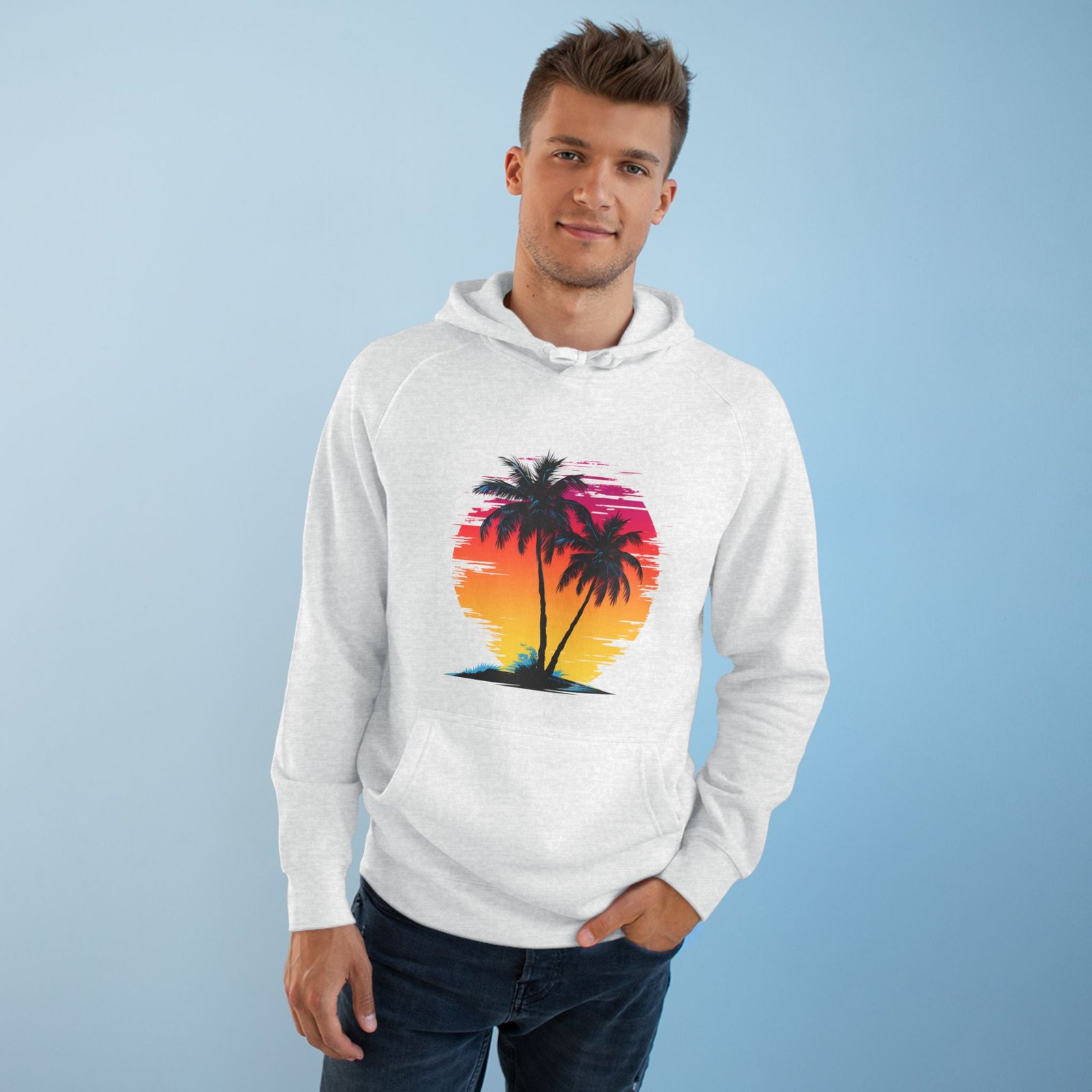 Hoodie — Retro Palm Sunset Graphic Pullover - Image 7