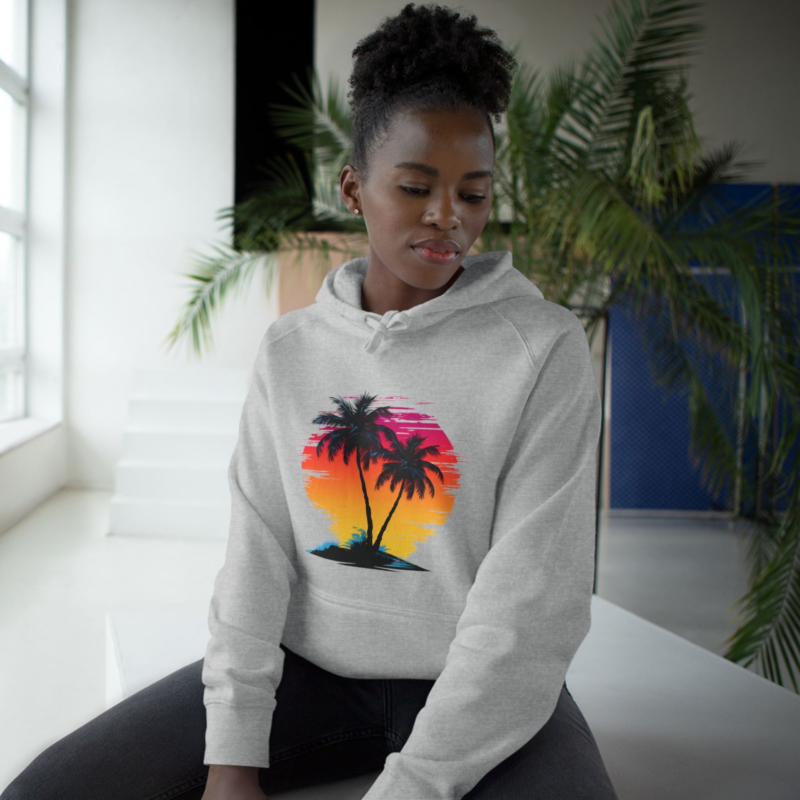 Hoodie — Retro Palm Sunset Graphic Pullover - Image 12